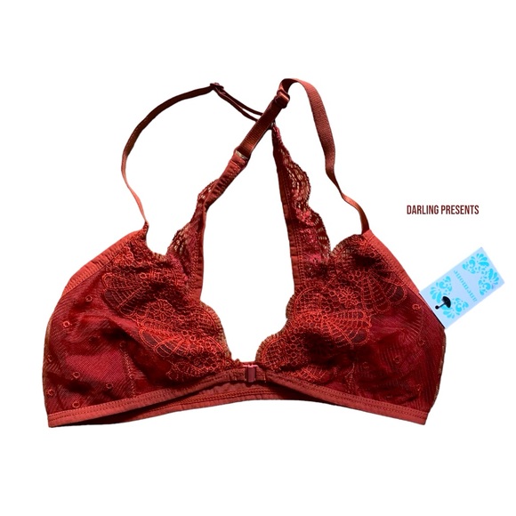 ANEMONE LACE BUTTERFLY CRISS CROSS BRA WOMEN COLOR RUST SIZE L - Picture 1 of 6